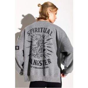 Spiritual Gangster El Tigre Bex High-Low Crew Sweatshirt Heather Grey Small NEW